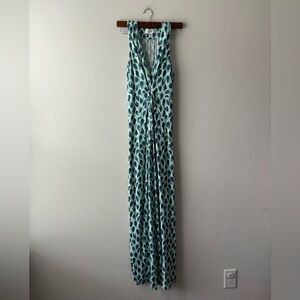 Motherhood maxi maternity dress color teal and white‎ size M